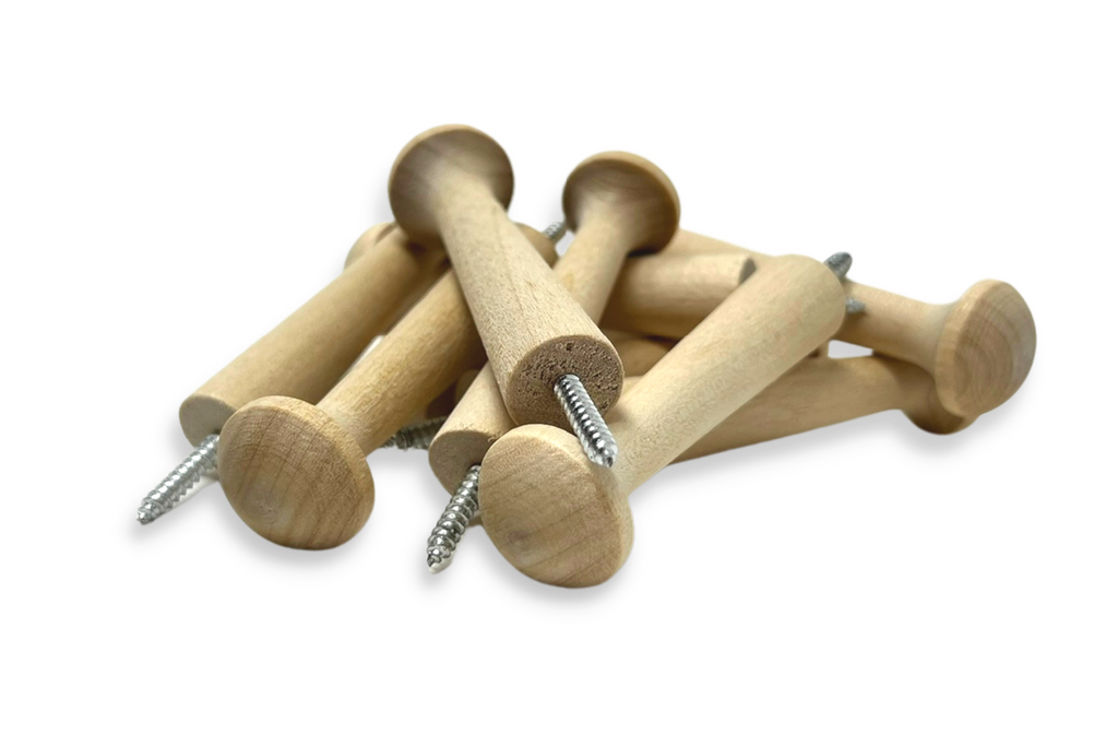 3" Birch Screw-On Shaker Pegs
