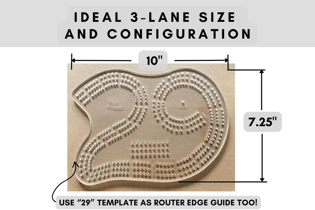 Acrylic Cribbage Board Template - 3 Track - "29" Shape