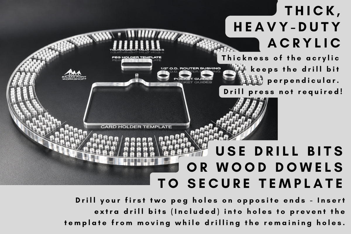 Acrylic Cribbage Board Template - 4 Track - Round