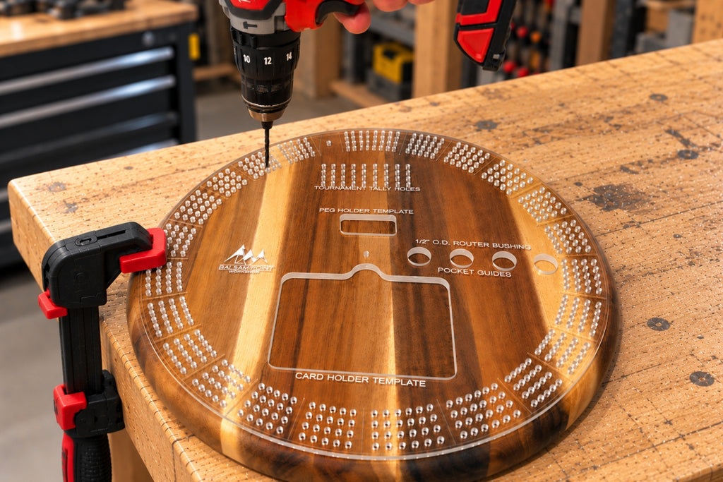 Acrylic Cribbage Board Template - 4 Track - Round